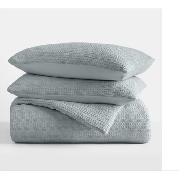Ienjoy Home Waffle Textured 3-Piece Comforter Set, Full/Queen - Light Blue - Picture 1 of 1